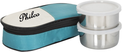 

Philco 2 in 1 GreenLunchbox-2 Steel Container 2 Containers Lunch Box(400 ml), Multicolor