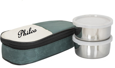 

Philco 2 in 1 Mehndi Lunchbox-2 Steel Container 2 Containers Lunch Box(400 ml), Multicolor
