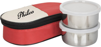 

Philco 2 in 1 Red Lunchbox-2 Steel Container 2 Containers Lunch Box(400 ml), Multicolor