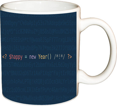 

ShopBuzz Happy New Year New Printed Coffee Ceramic Mug(350 ml), Multicolor