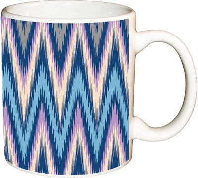 

ShopBuzz Ethnic Blue Pink Printed Coffee Ceramic Mug(350 ml), Multicolor