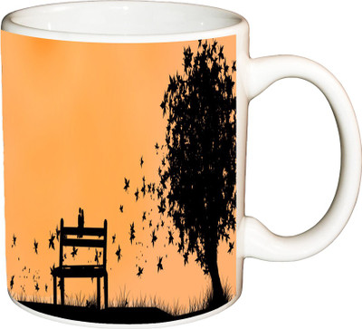 

ShopBuzz Couple Bench Printed Coffee Ceramic Mug(350 ml), Multicolor