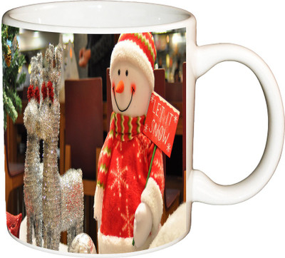 

ShopBuzz Snow Man Reinder Printed Coffee Ceramic Mug(350 ml), Multicolor