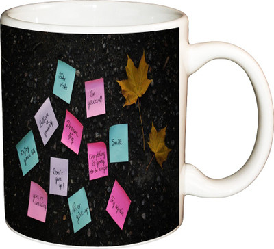 

ShopBuzz Be Yourself Smile Printed Coffee Ceramic Mug(350 ml), Multicolor