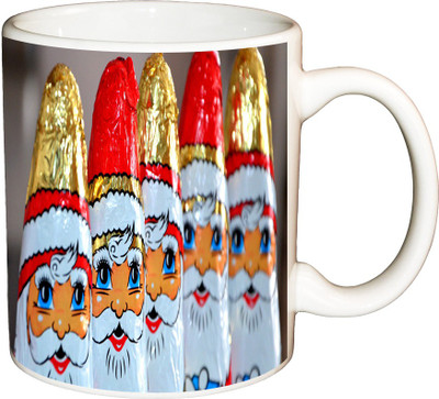 

ShopBuzz Santa Fcaes Printed Coffee Ceramic Mug(350 ml), Multicolor