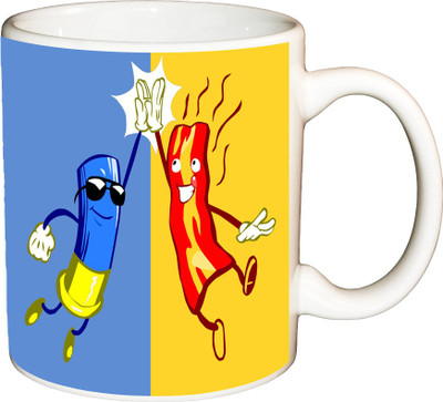 

ShopBuzz Friendship Clap Printed Coffee Ceramic Mug(350 ml), Multicolor