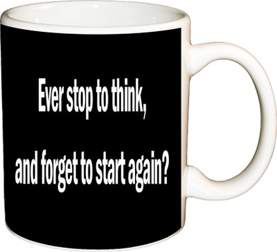 

ShopBuzz Ever Stop To Think Printed Coffee Ceramic Mug(350 ml), Multicolor