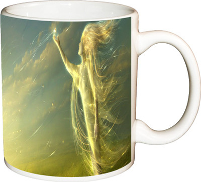

ShopBuzz Abstract Angle Light Printed Coffee Ceramic Mug(350 ml), Multicolor