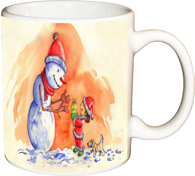 

ShopBuzz Snow Man Gift Printed Coffee Ceramic Mug(350 ml), Multicolor