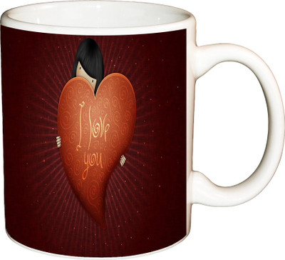

ShopBuzz I Love You Heart Printed Coffee Ceramic Mug(350 ml), Multicolor