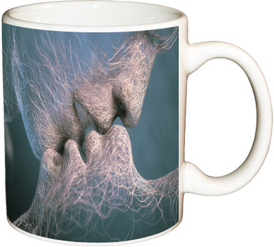 

ShopBuzz Roots Kiss Printed Coffee Ceramic Mug(350 ml), Multicolor