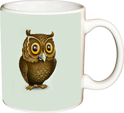 

ShopBuzz Vector Owl Art Brown Printed Coffee Ceramic Mug(350 ml), Multicolor
