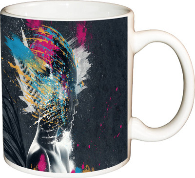 

ShopBuzz Abstract Face Explosion Printed Coffee Ceramic Mug(350 ml), Multicolor