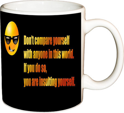 

ShopBuzz Don’t Compare Printed Coffee Ceramic Mug(350 ml), Multicolor
