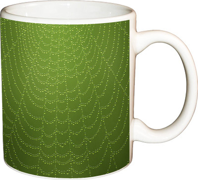 

ShopBuzz Green Drop Trap Printed Coffee Ceramic Mug(350 ml), Multicolor