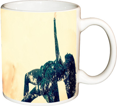 

ShopBuzz Abstract Flower Dance Printed Coffee Ceramic Mug(350 ml), Multicolor