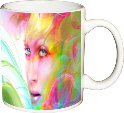 

ShopBuzz Abstract Digital Art Printed Coffee Ceramic Mug(350 ml), Multicolor