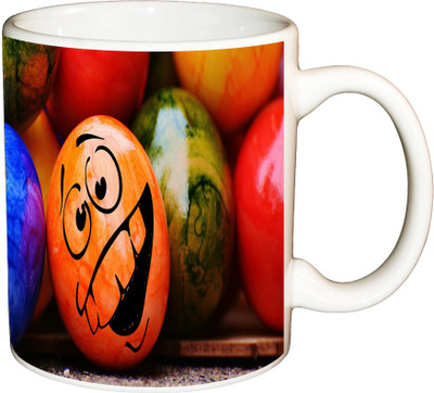 

ShopBuzz Easter Egg Printed Coffee Ceramic Mug(350 ml), Multicolor