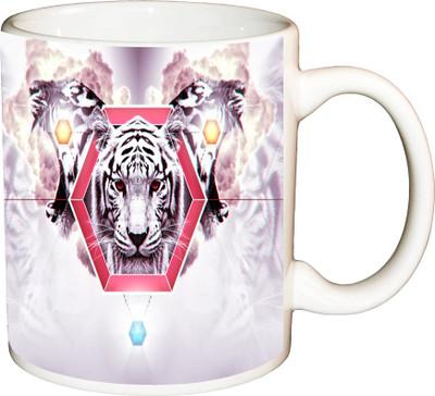 

ShopBuzz Abstract Tiger Face Printed Coffee Ceramic Mug(350 ml), Multicolor