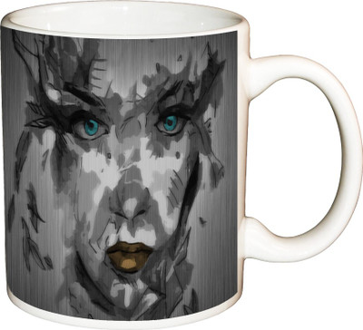 

ShopBuzz Abstract Face Paint Printed Coffee Ceramic Mug(350 ml), Multicolor