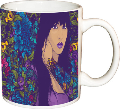 

ShopBuzz Abstract Vector Women Printed Coffee Ceramic Mug(350 ml), Multicolor