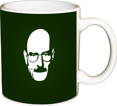 

ShopBuzz Vector Green Face Printed Coffee Ceramic Mug(350 ml), Multicolor