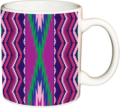 

ShopBuzz Ethnic Colour Pattern Printed Coffee Ceramic Mug(350 ml), Multicolor