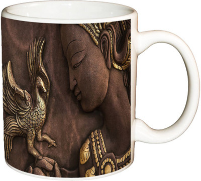

ShopBuzz Stone Buddha Printed Coffee Ceramic Mug(350 ml), Multicolor