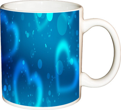 

ShopBuzz Abstract Glare Heart Printed Coffee Ceramic Mug(350 ml), Multicolor