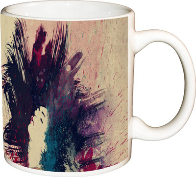 

ShopBuzz Abstract Drawing Paint Printed Coffee Ceramic Mug(350 ml), Multicolor