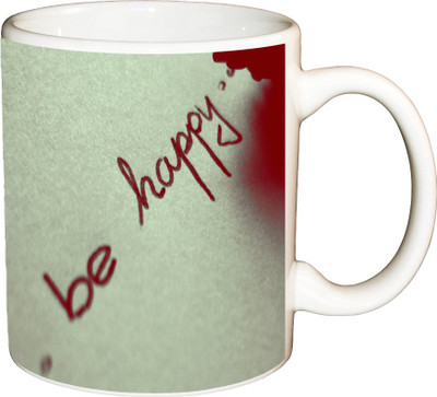 

ShopBuzz Be Happy Printed Coffee Ceramic Mug(350 ml), Multicolor