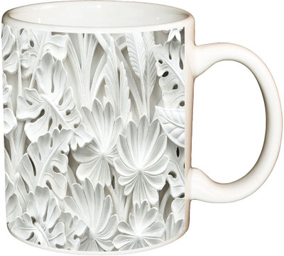 

ShopBuzz White Stone Design Printed Coffee Ceramic Mug(350 ml), Multicolor