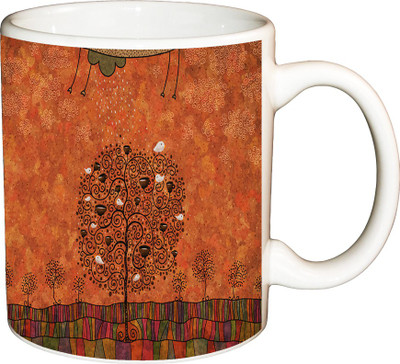 

ShopBuzz Designer Tree Printed Coffee Ceramic Mug(350 ml), Multicolor