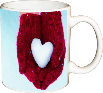 

ShopBuzz Snow heart Printed Coffee Ceramic Mug(350 ml), Multicolor