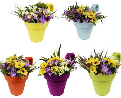 

Truphe Truphe Garden Store Balcony Railing PP Planter - Set Of 5 Plant Container Set(Plastic)