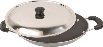

Kanchan Enrica (3.0 mm Series) With SS Lid Appachetty Appachatty Pan 21 cm diameter(Aluminium, Non-stick), Black
