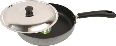

Kanchan Enrica (3.0 mm series) with SS Lid Fry Fry Pan 29 cm diameter with Lid(Aluminium, Non-stick), Black