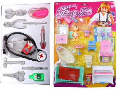 

Mahvi Toys Pack of Doctor Medical set & Pretty Furniture kit