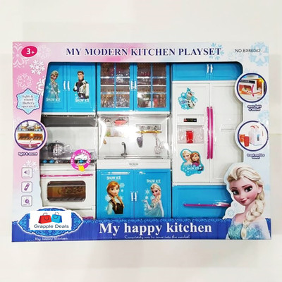 

GRAPPLE DEALS uxury Battery Operated Super Frozen Kitchen Set with Light and Cooking Sound Toy for Kids