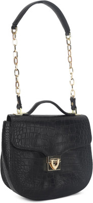 Hidesign Women Formal Black Genuine Leather Sling Bag