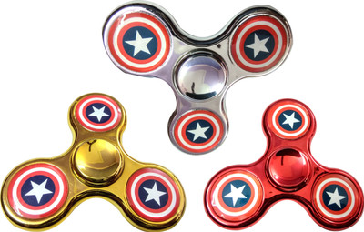 

S.Blaze Combo of Multi-Colour Metal 3 Arm Captain America Fidget Spinner Toy for Kids & Adults Pack of 3(Multicolor)