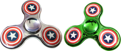 

S.Blaze Combo of 2 Grey + Green metal 3 Arm captain America Fidget Spinner Toy for Kids & Adults pack of 2(Multicolor)
