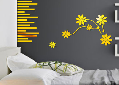 

Naveed Arts  Acrylic wall sticker Sticker(Pack of 1, Gold mirror