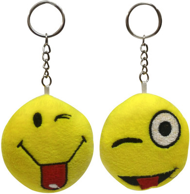 Natali Traders Smiley Soft Toy Keychain Pack Of 2  - 4 inch(Yellow)