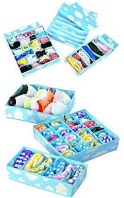 

Sellus Set of 3 Foldable Drawer Dividers, Storage Boxes, Innerwear Storage Box, Closet Organizers, Under Bed Organizer for Clothing, Shoes, Underwear, Bra, Socks(Blue)