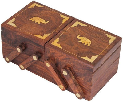 

MartCrown Bautiful Barss Vanti Box Multi Purpose Box Vanity Box(Brown)