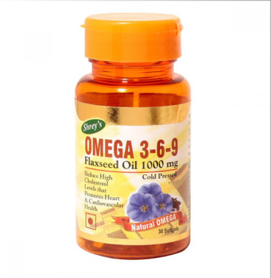

Shrey's Flaxseed Oil Omega 369 (Cold Pressed) - 30 Capsules (1000 mg)(30 No)