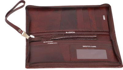 C Comfort Men Brown Genuine Leather Wallet(9 Card Slots)
