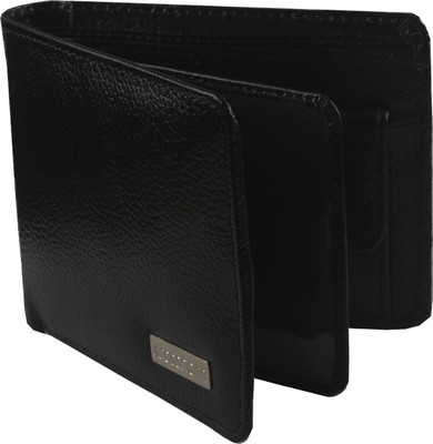 Krosshorn Men Black Genuine Leather Wallet(6 Card Slots)