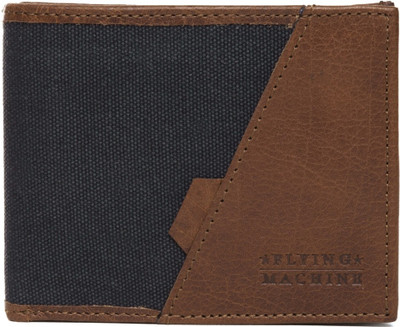 

Flying Machine Men Blue, Brown Genuine Leather Wallet(8 Card Slots), Navy tan
